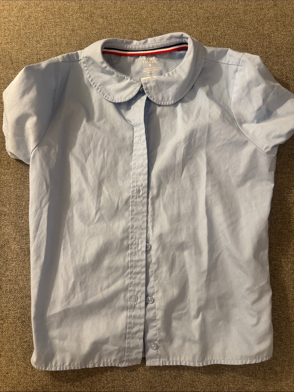 5/$15- French Toast Light Blue Peter Pan Collar Button-Down Shirt